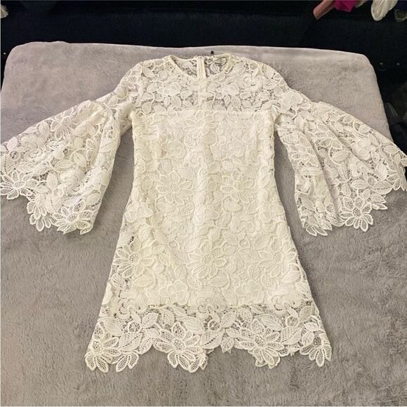 Alexis Elegant White Lace Dress, XS - Picture 2 of 8